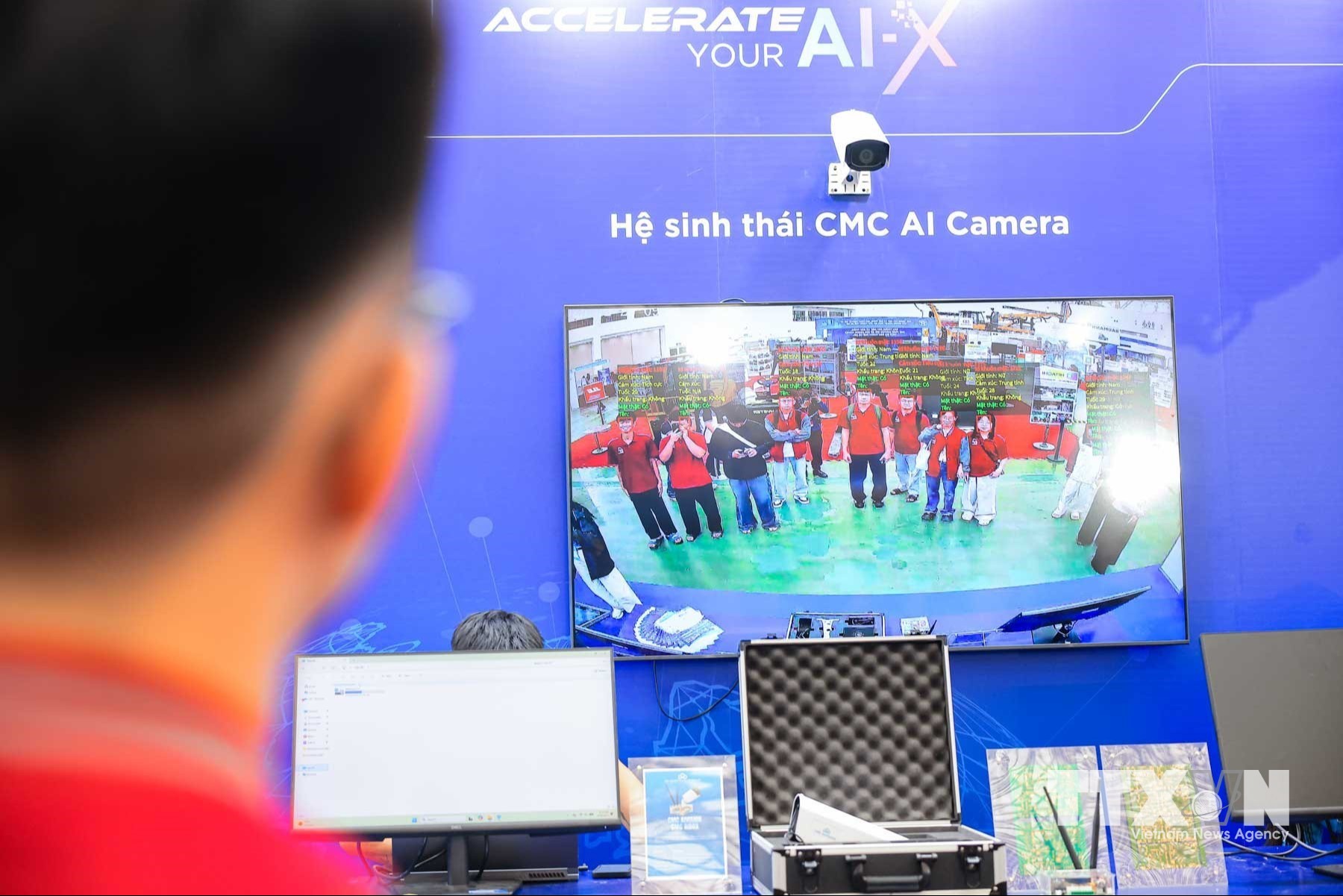 Gian trưng bày hệ sinh thái CMC AI camera. (Ảnh: Hoàng Hiếu/TTXVN)